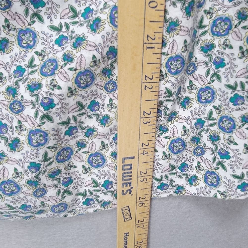 Loft Linen Ditsy Floral Shirt Women M Top Cottagecore Pullover Ruffle Sleeveless - Picture 12 of 13